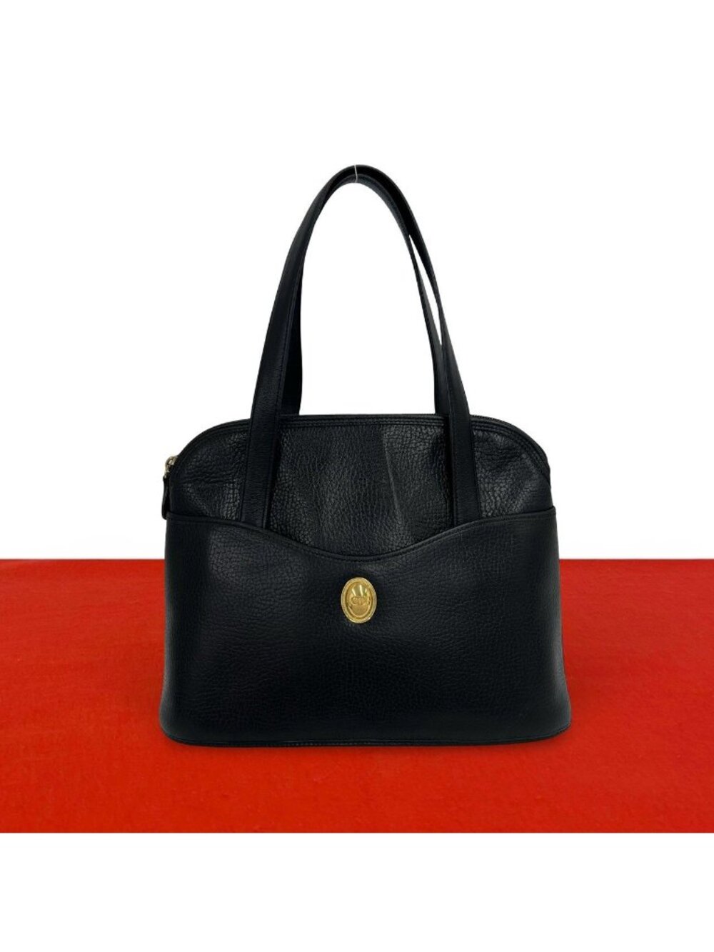 Dior Vintage CD Logo Leather Handbag Mini Tote Black